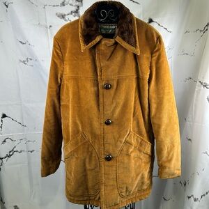 McGregor Vintage Barn Utility Jacket Rancher Coat Camel Corduroy Faux Fur Lined